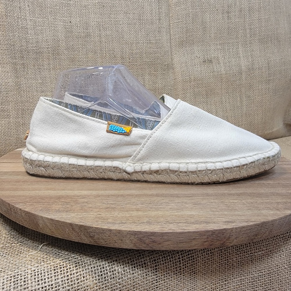 Ubuntu Espadrille Slip On Shoes Handmade in Kenya Beige Beaded Women's Size‎ 9M